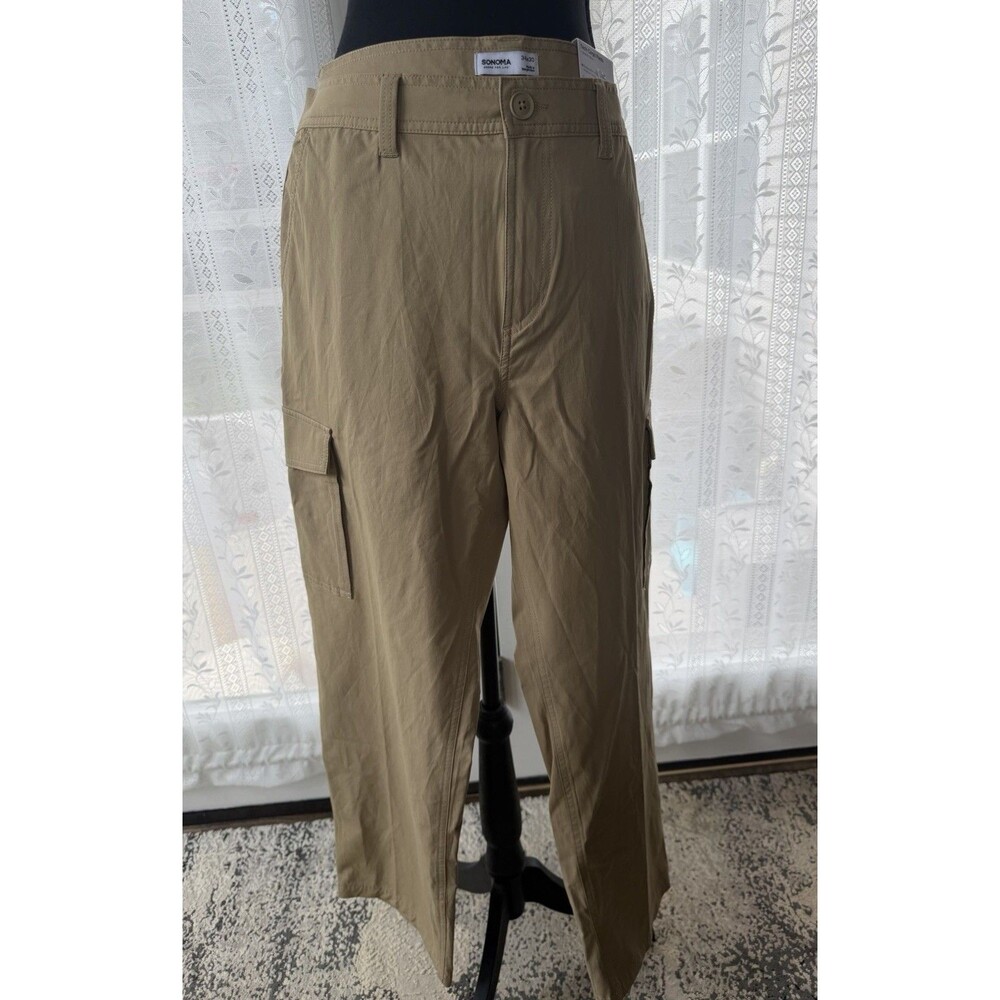 Sonoma Tech Cargo Pants Relaxed 34x30 Stretch Tan Khaki Mens NEW Lightweight